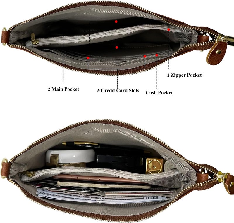 Beurlike Leather Wristlet Wallet Clutch Purses For Women Small Crossbody Phone Bags - Image 4